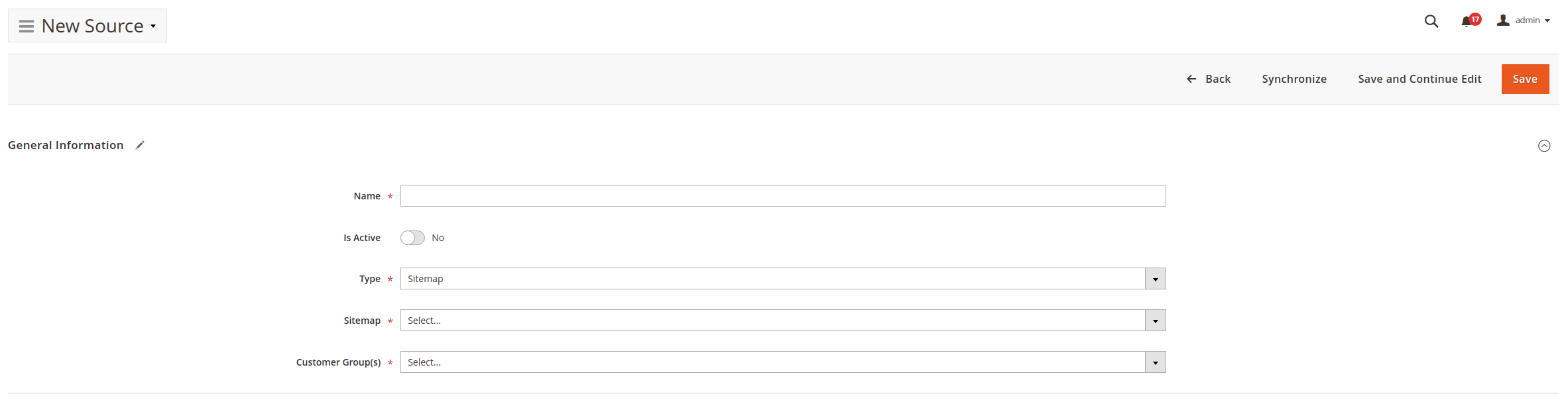 Sitemap source type