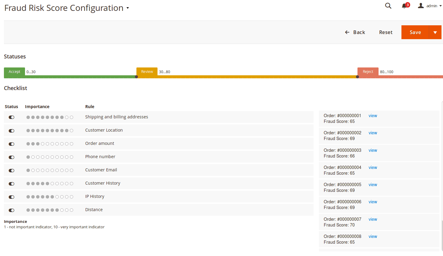 Fraud Score Config