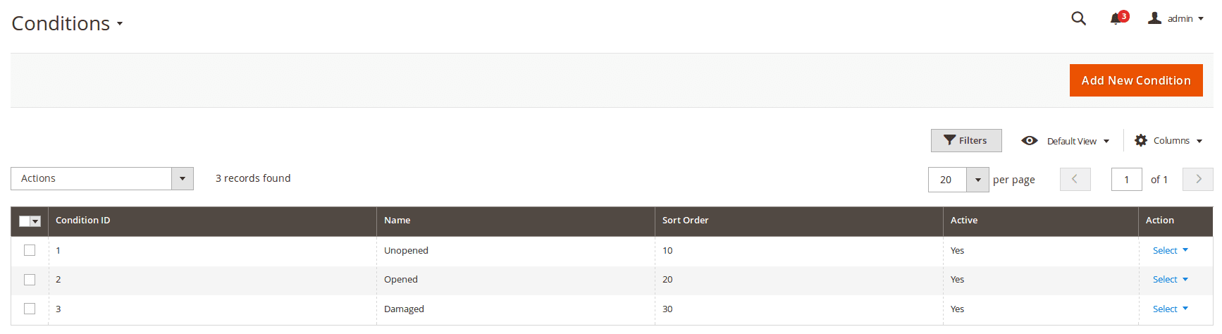 Conditions Edit Page