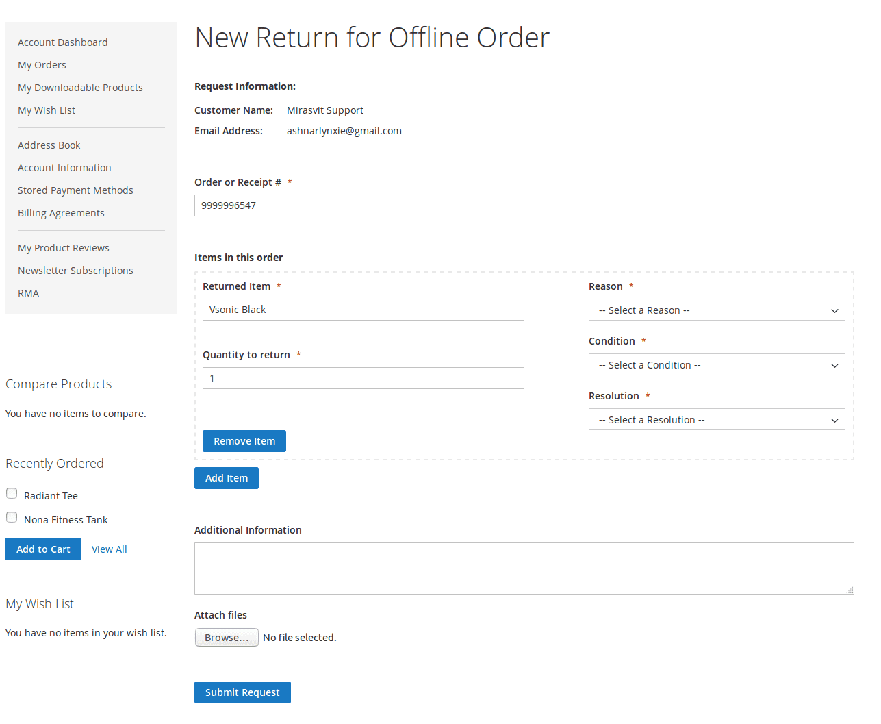 Offline RMA Form