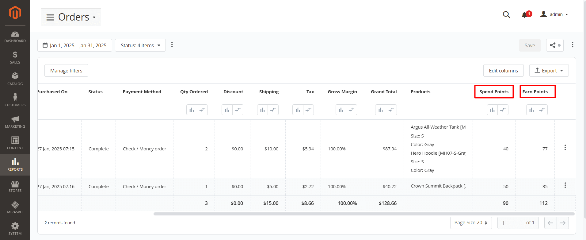 Result report