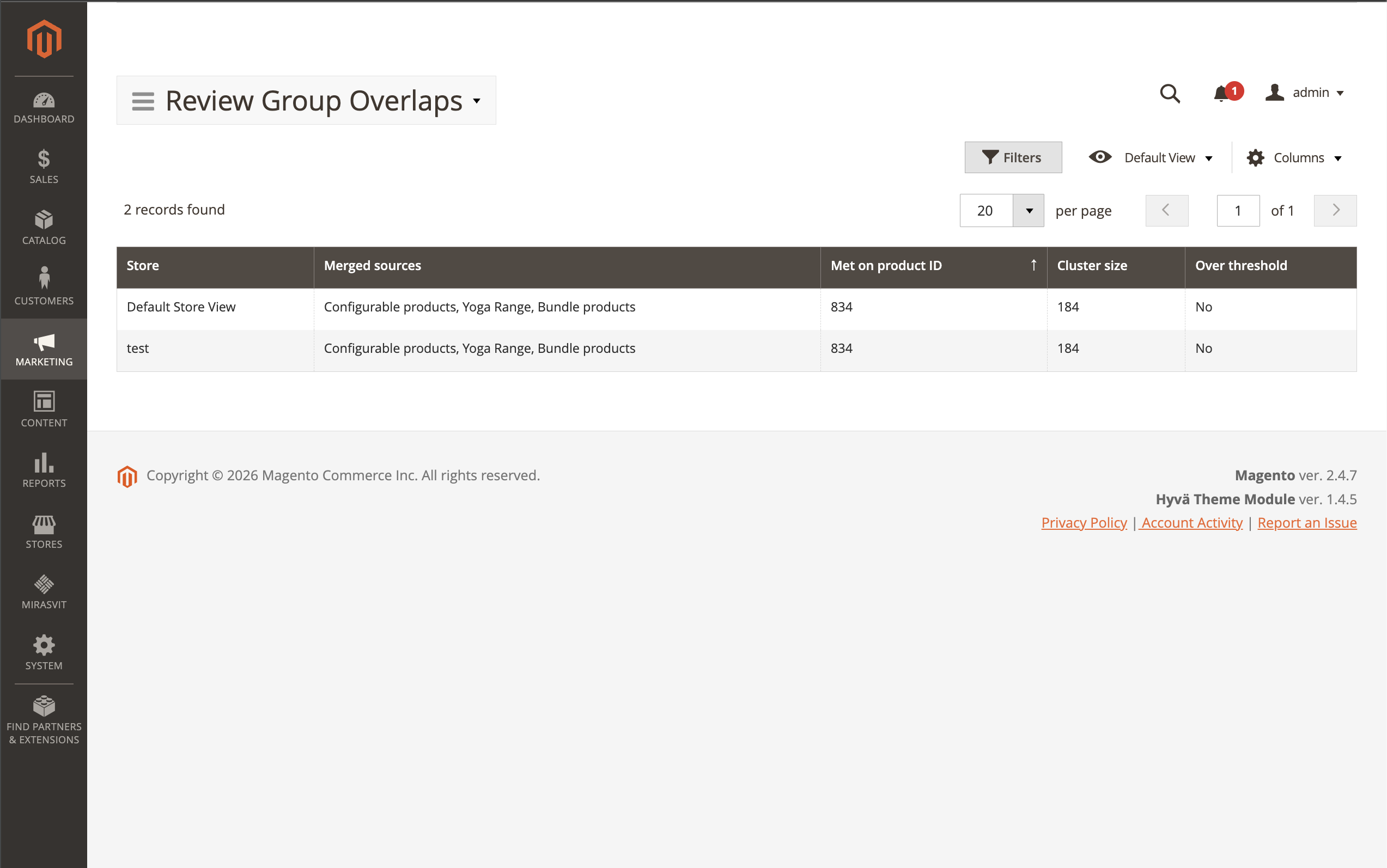 Review Group Overlaps report
