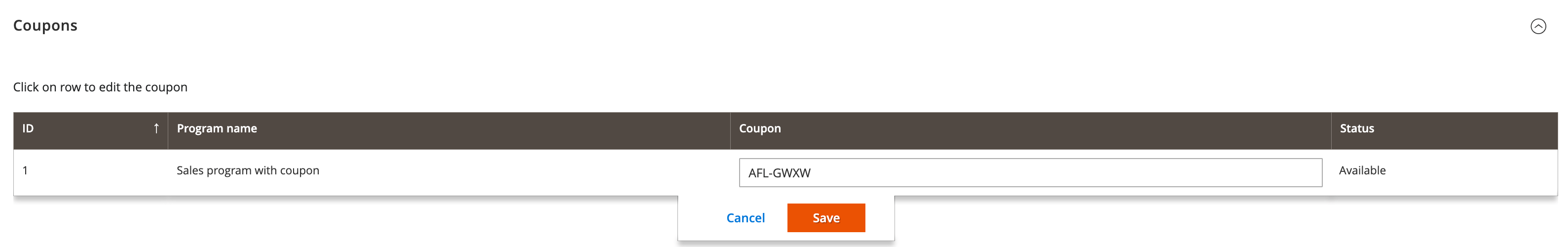 Edit coupon