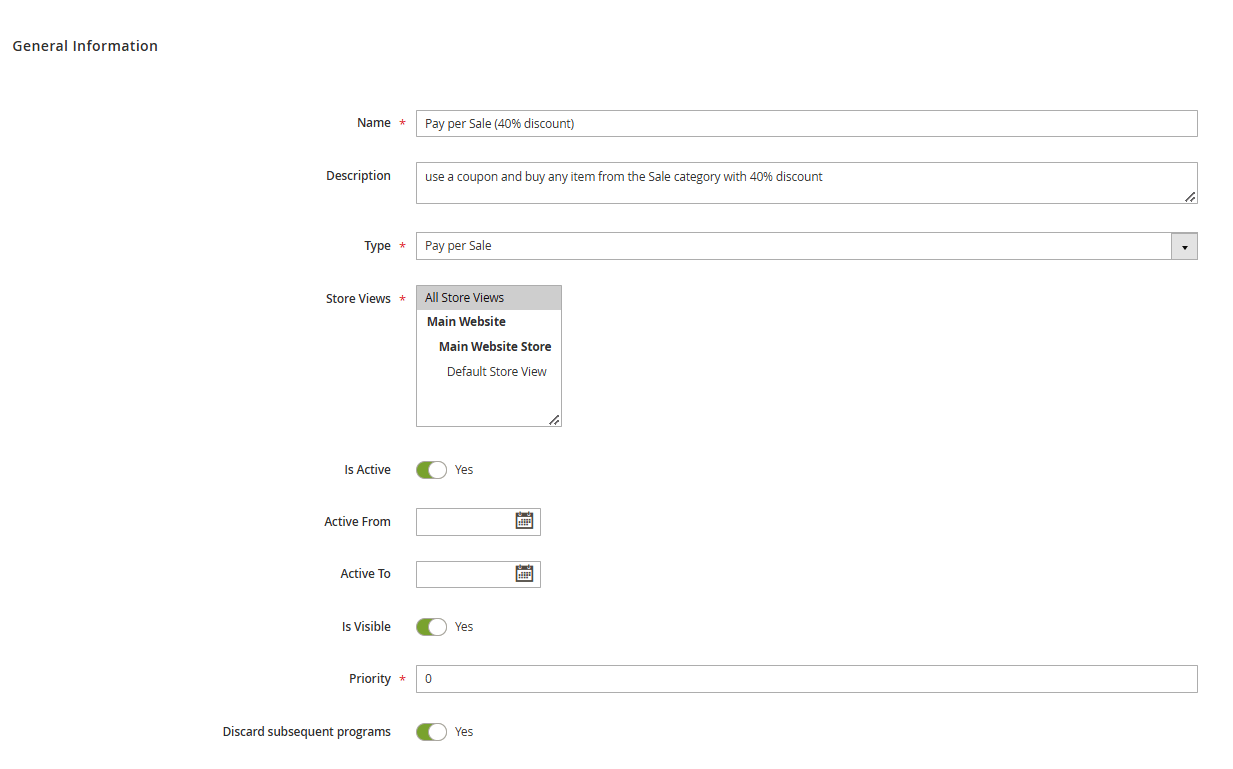 General settings