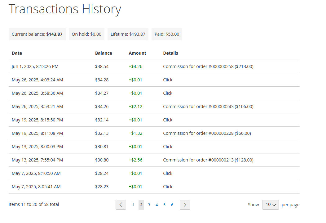 Transaction History