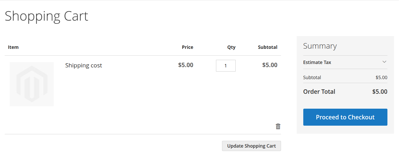 Cart page