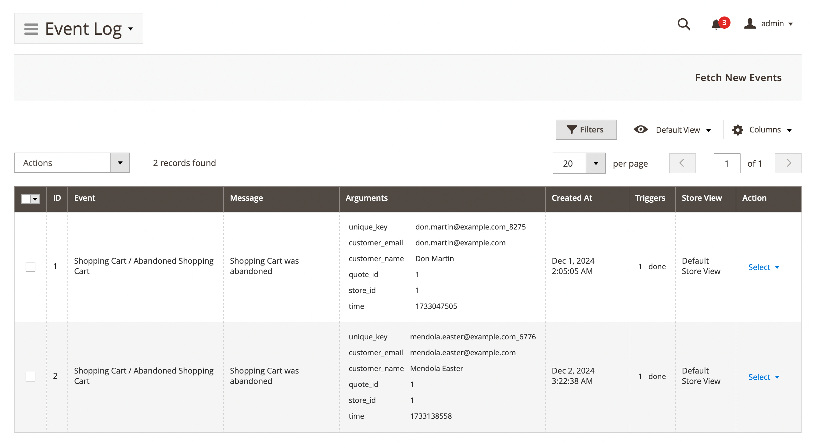 Event log