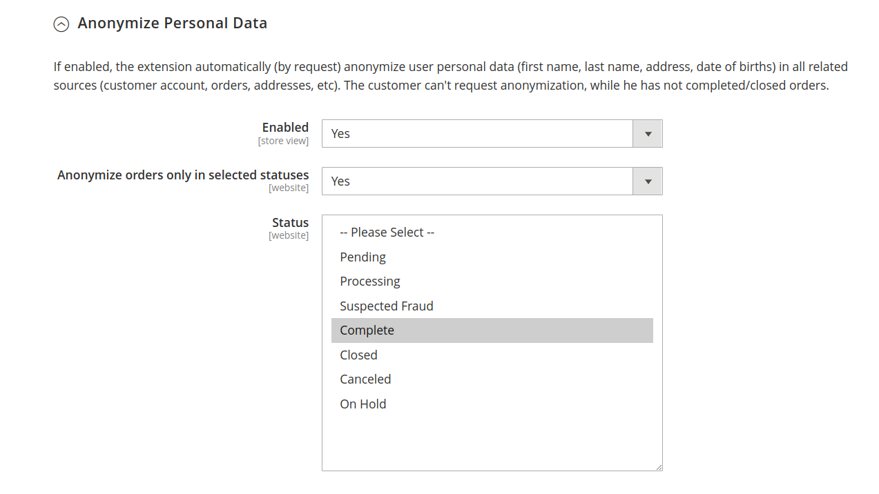 Anonymize personal data