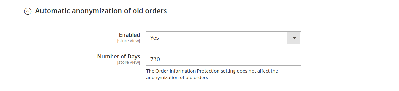 Automatic anonymization of old orders