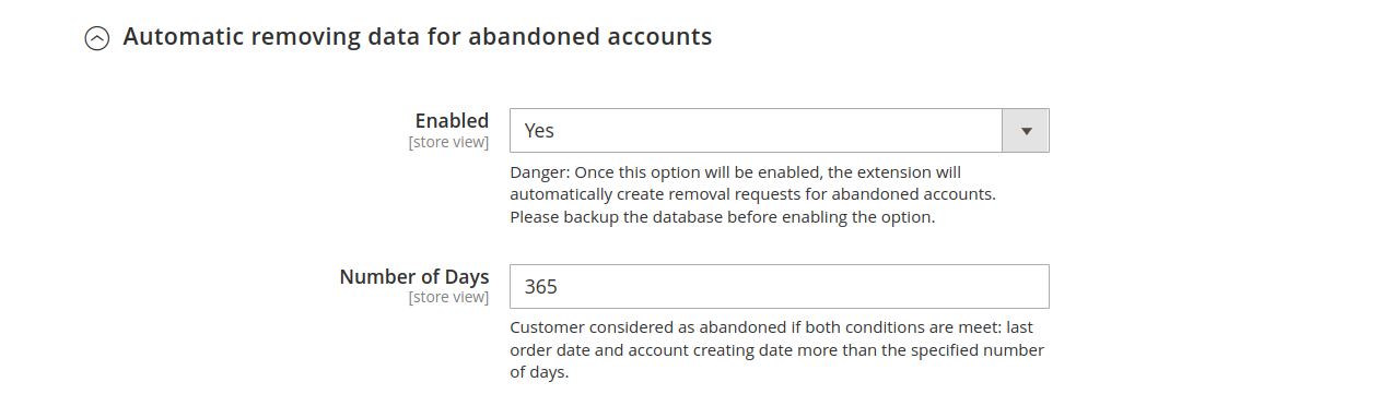 Automatic removal of data for abandoned accounts