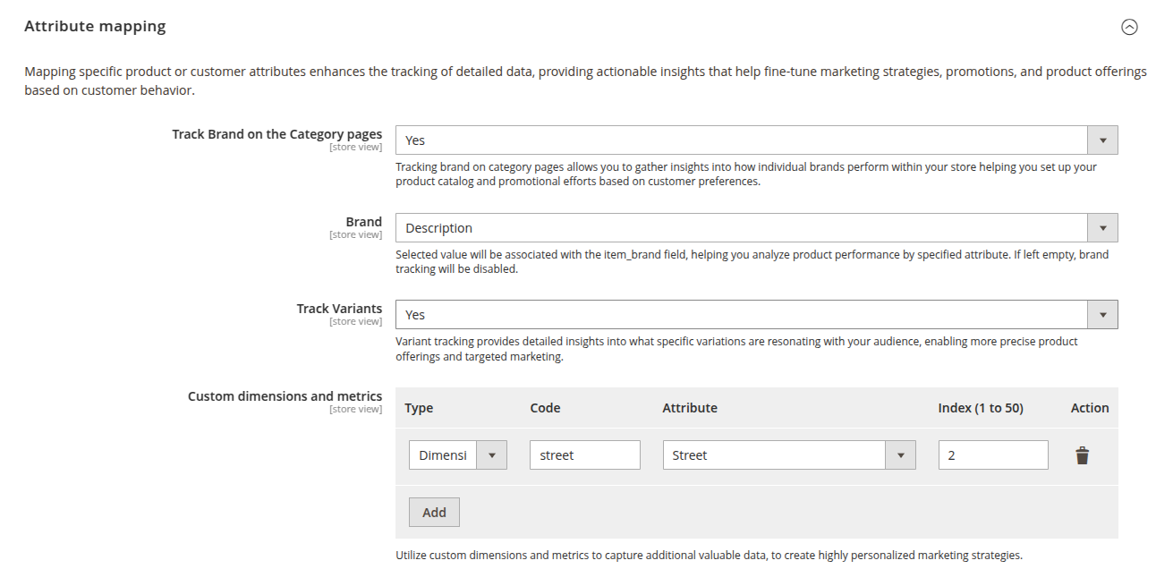 Attribute mapping settings