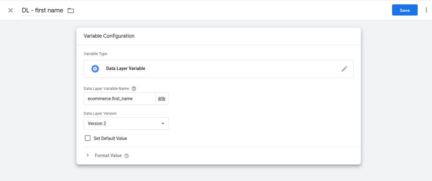 Data layer variable