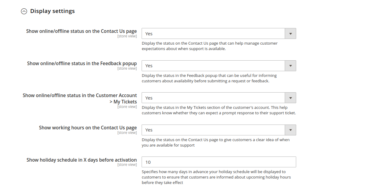 Display settings