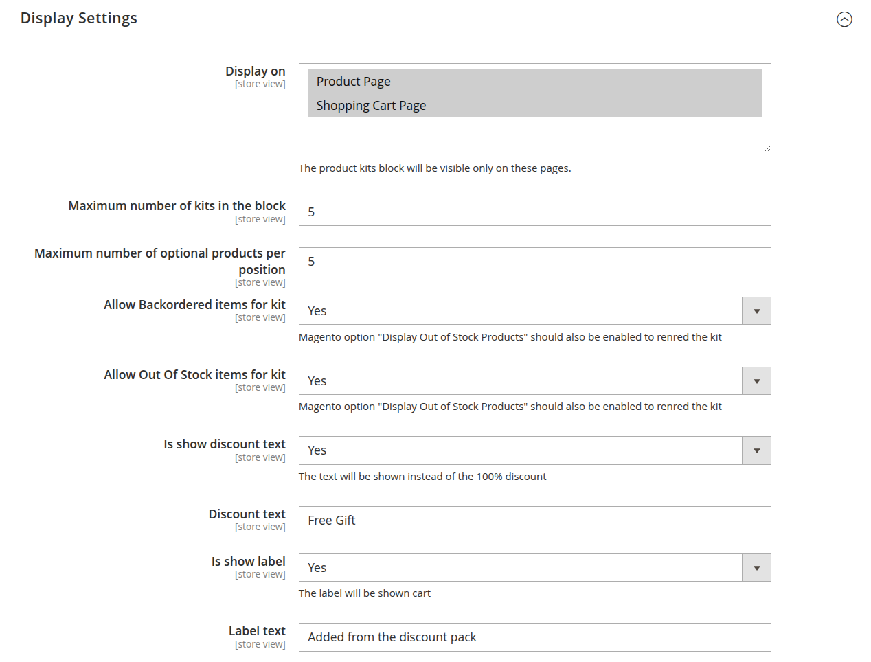 Display settings