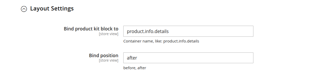 Layout settings