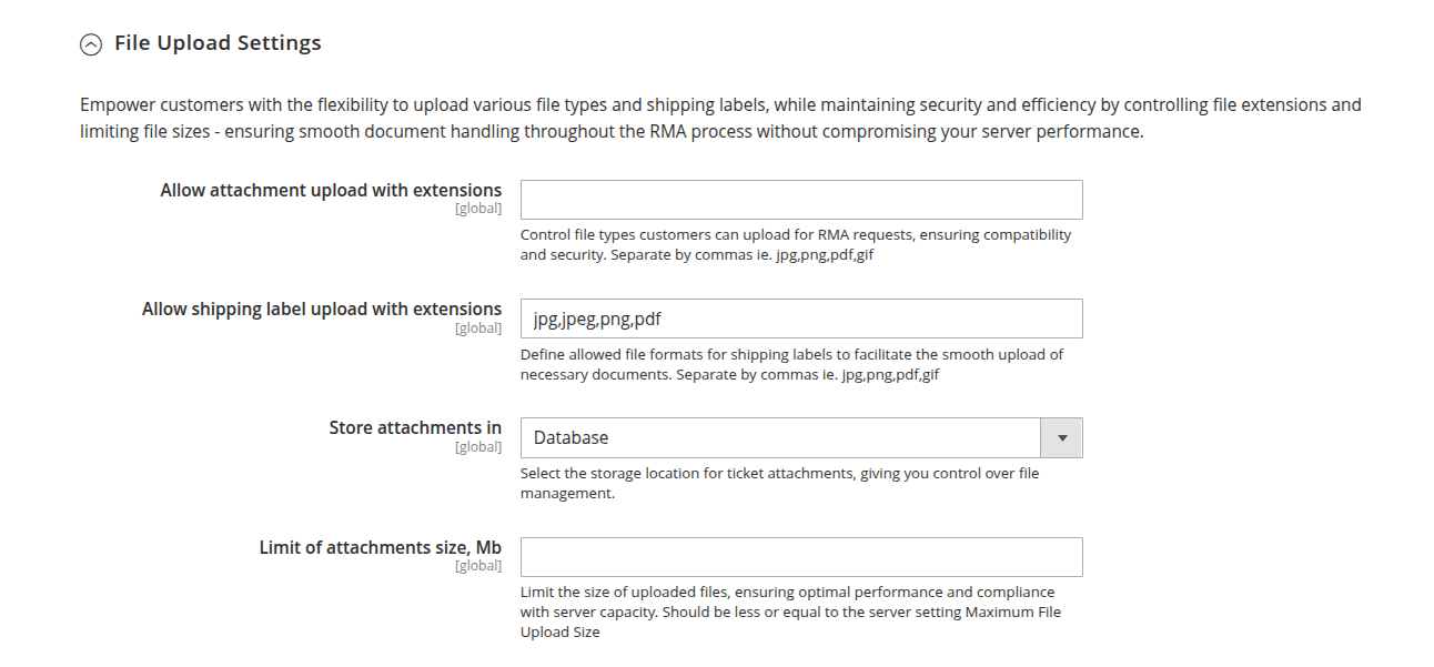 File upload settings