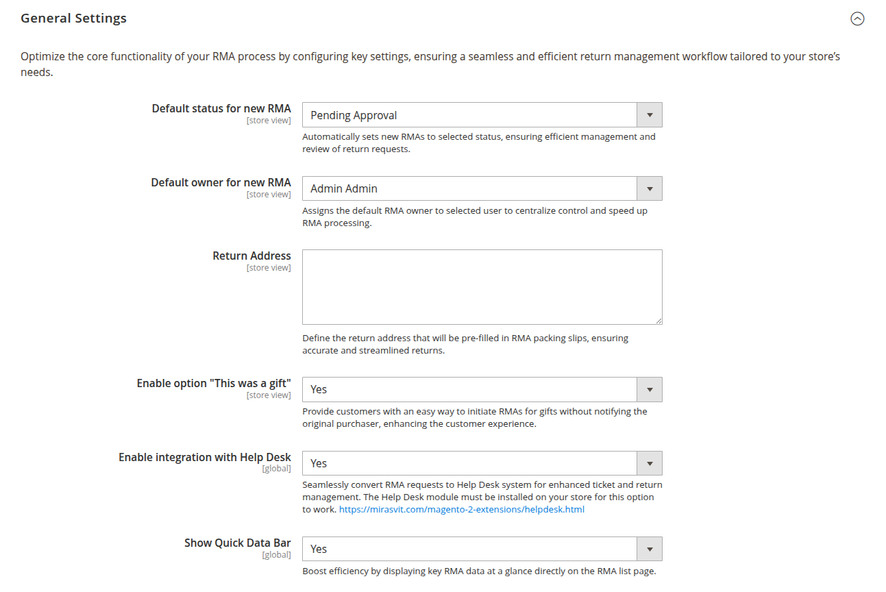 General settings