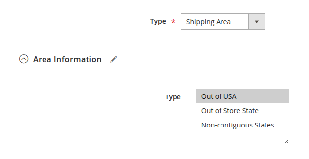 Shipping area type