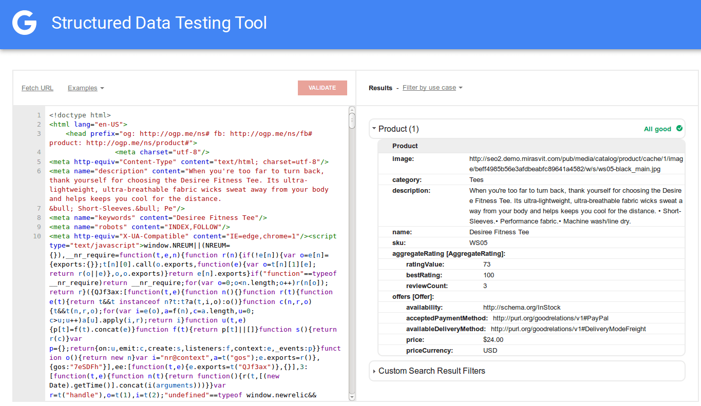 google rich snippets testing tool