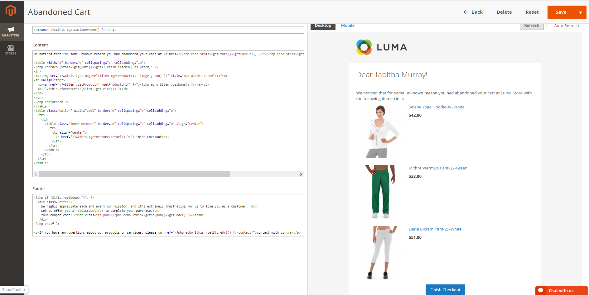 Image 2. Follow Up Email template for Abandonment Cart trigger.