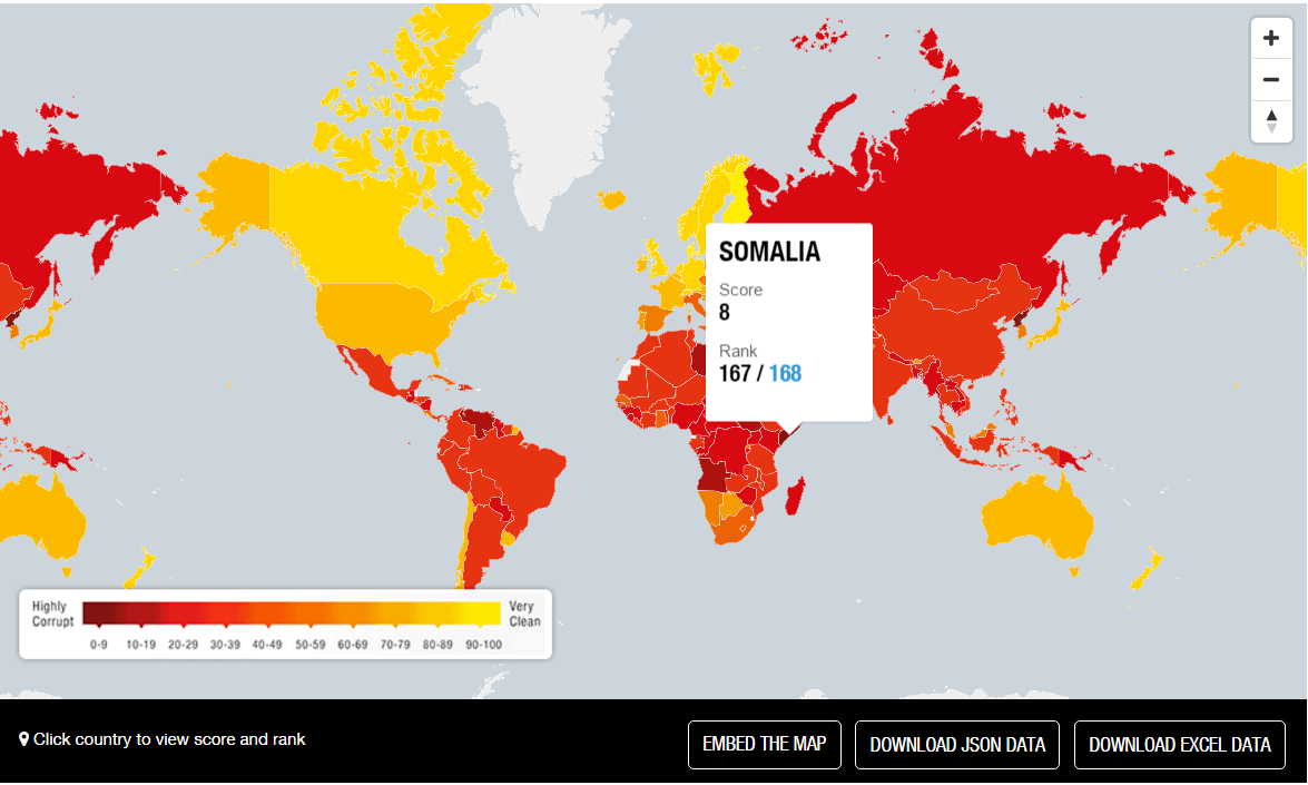Transparency International Interactive Score Map