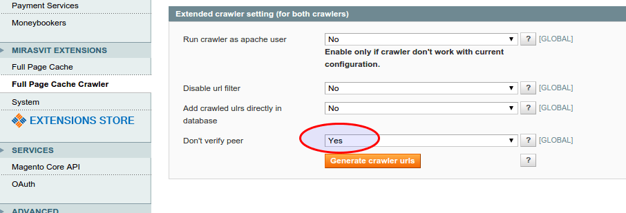 Crawler options