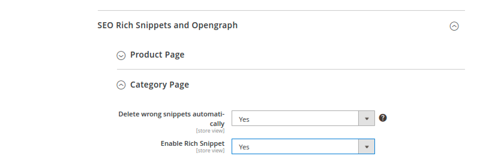 Rich snippet toggle for category page in Mirasvit Advanced SEO Suite