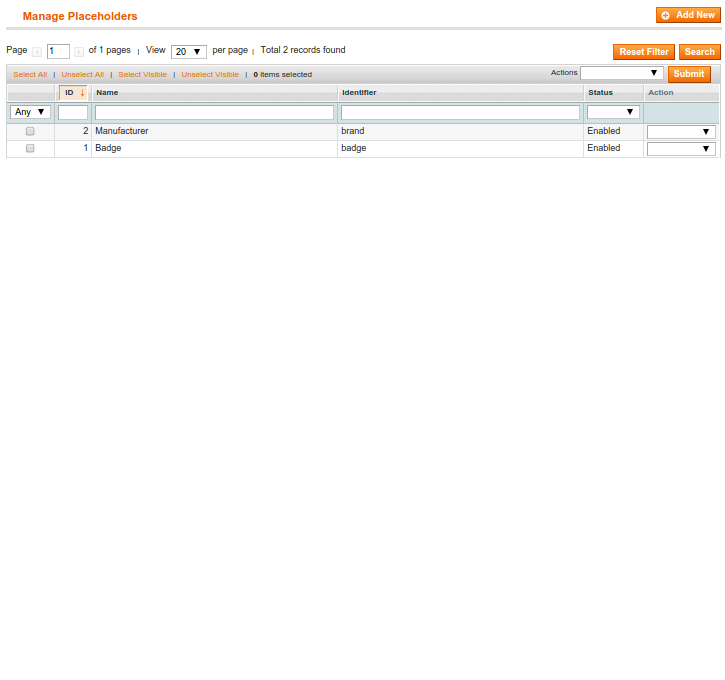 Manage Placeholders