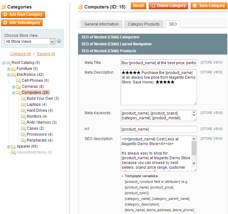 SEO of Nested (Child) Products