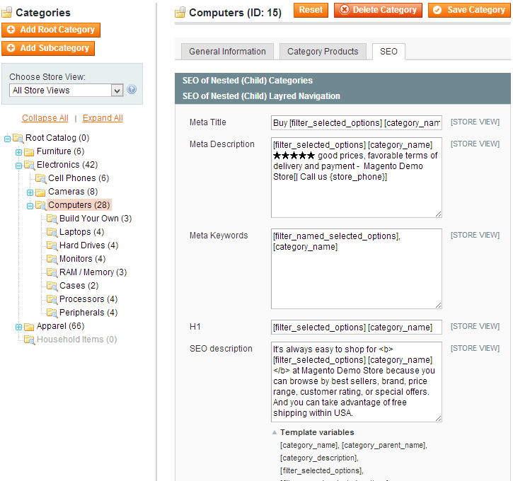 SEO of Nested (Child) Layered Navigation