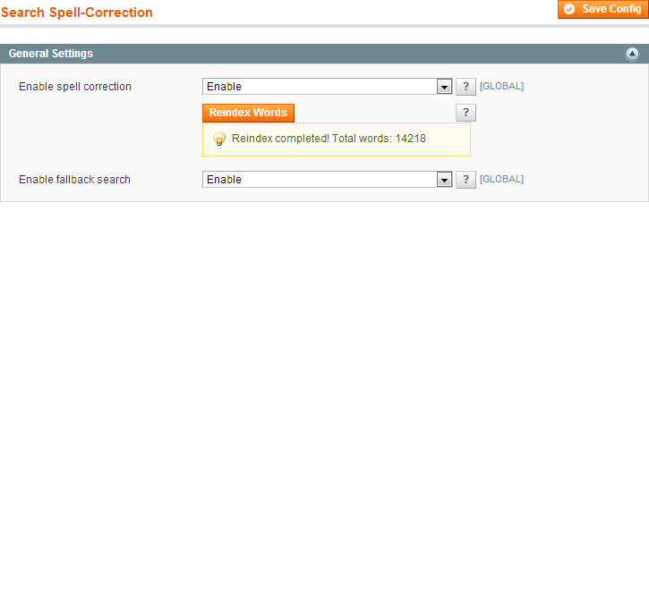 System / Configuration / Search Spell-Correction