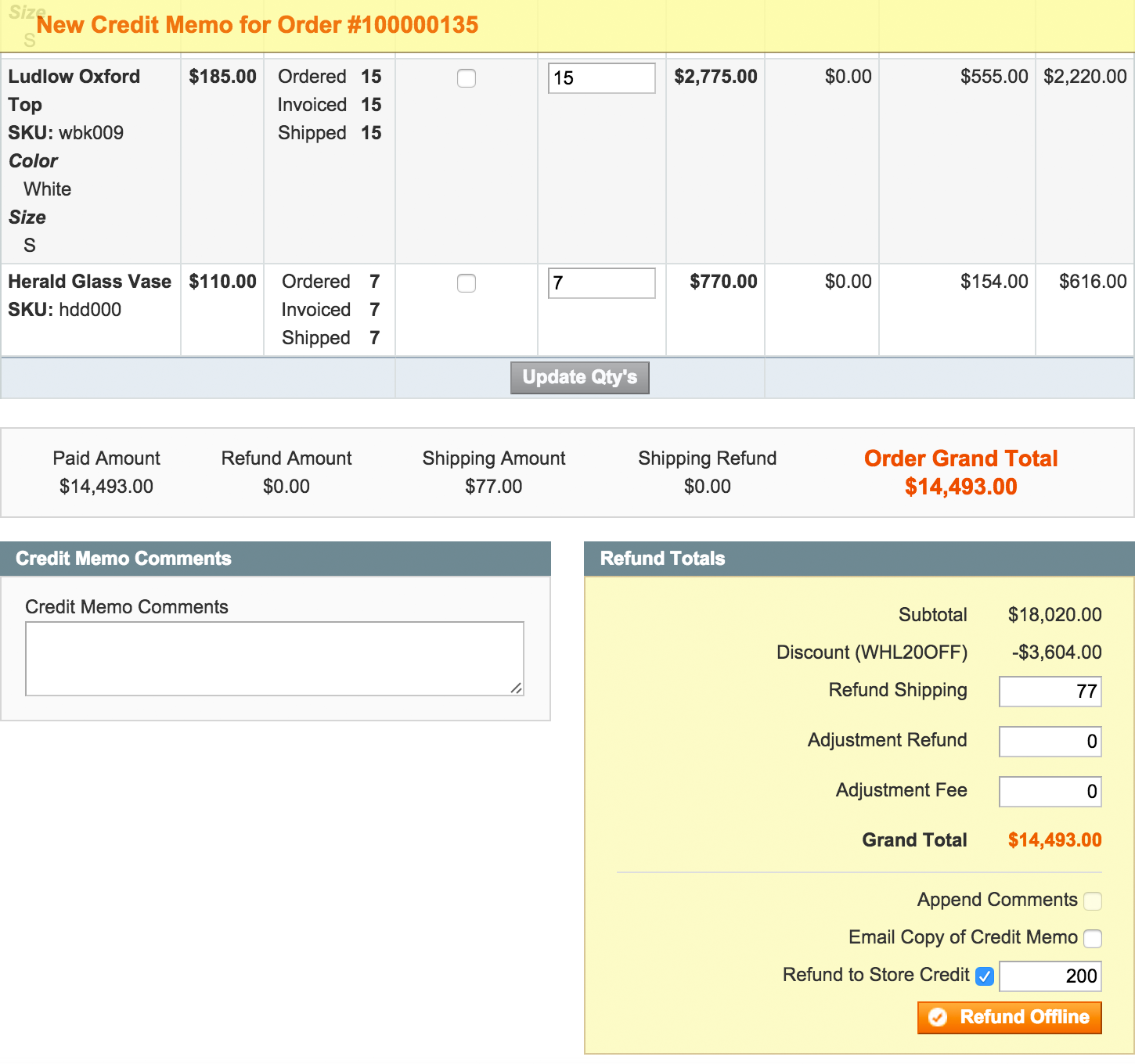 New Credit Memo