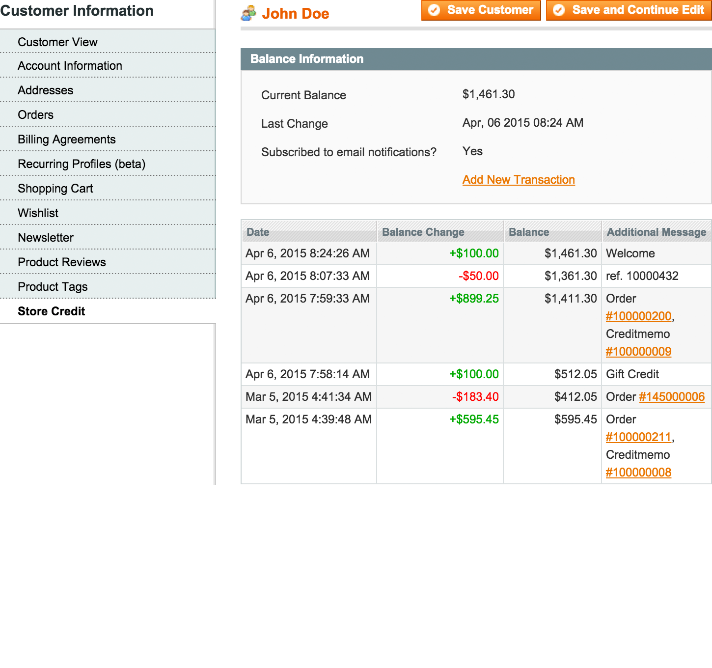Customer Account