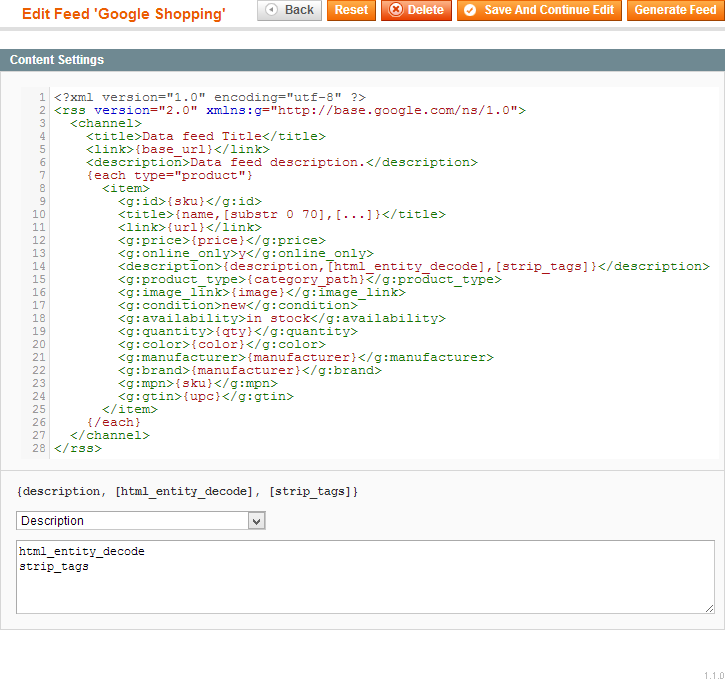 Feed: XML Content