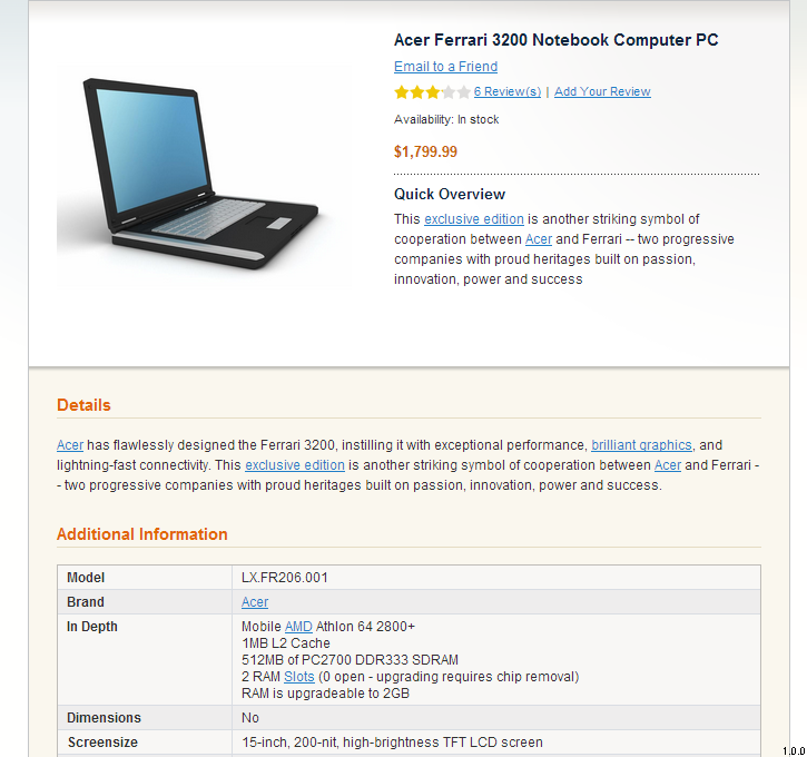 Internal Links: Product Page