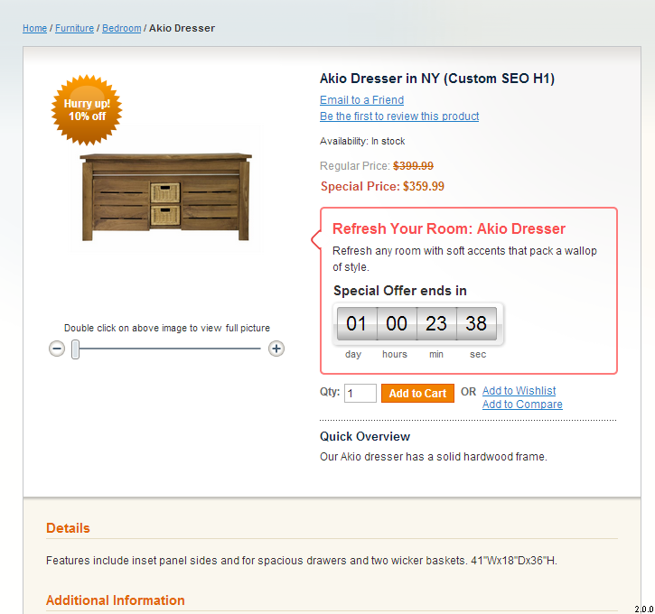 Promotional Product page