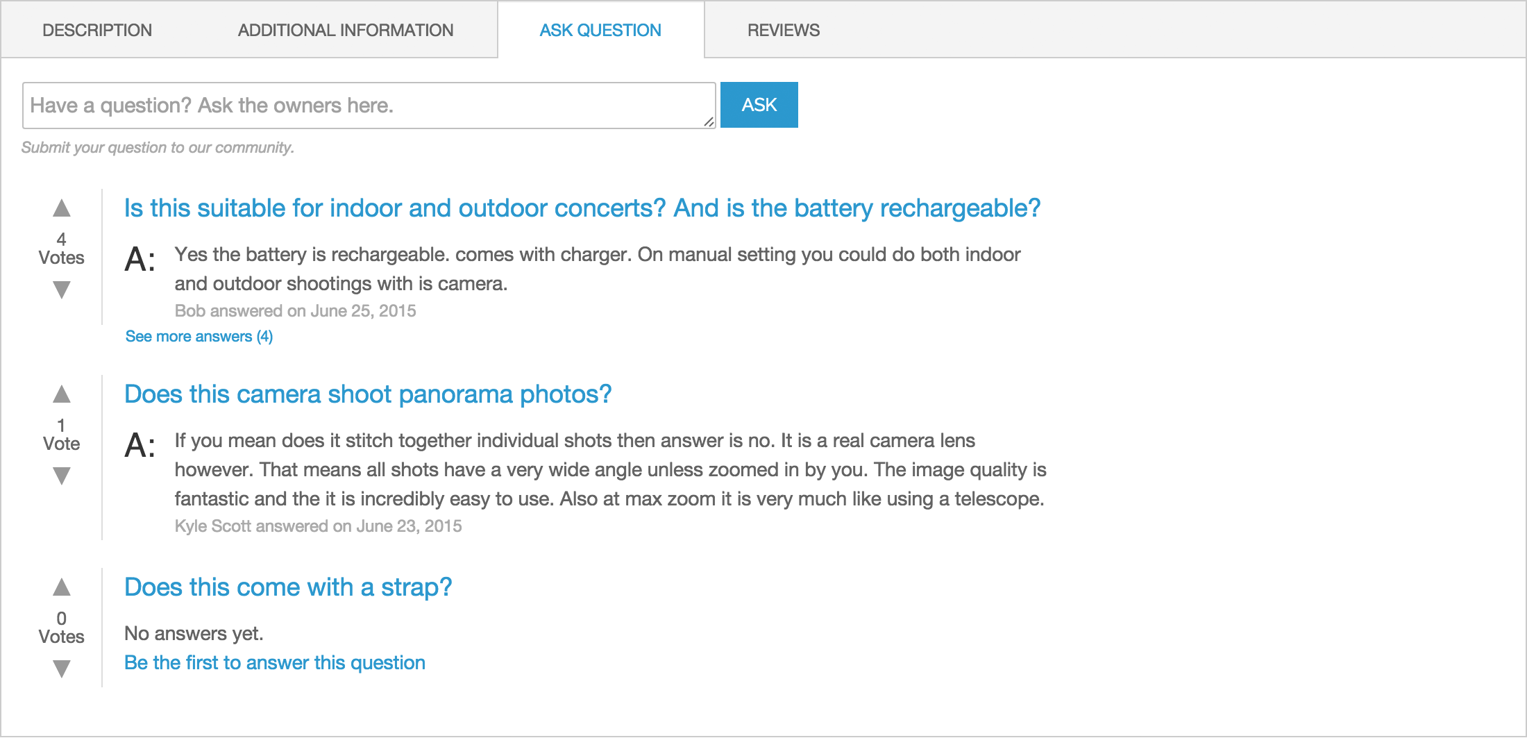 List of questions