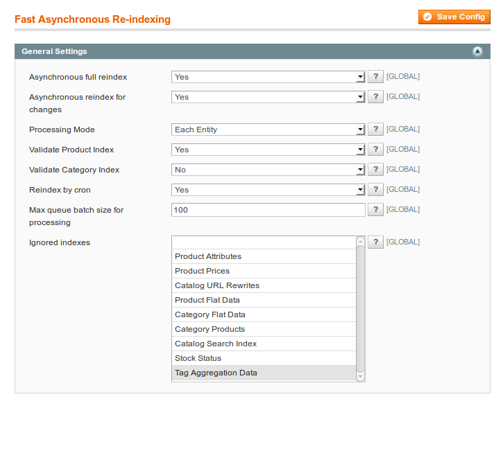 System / Configuration / Fast Asynchronous Re-indexing