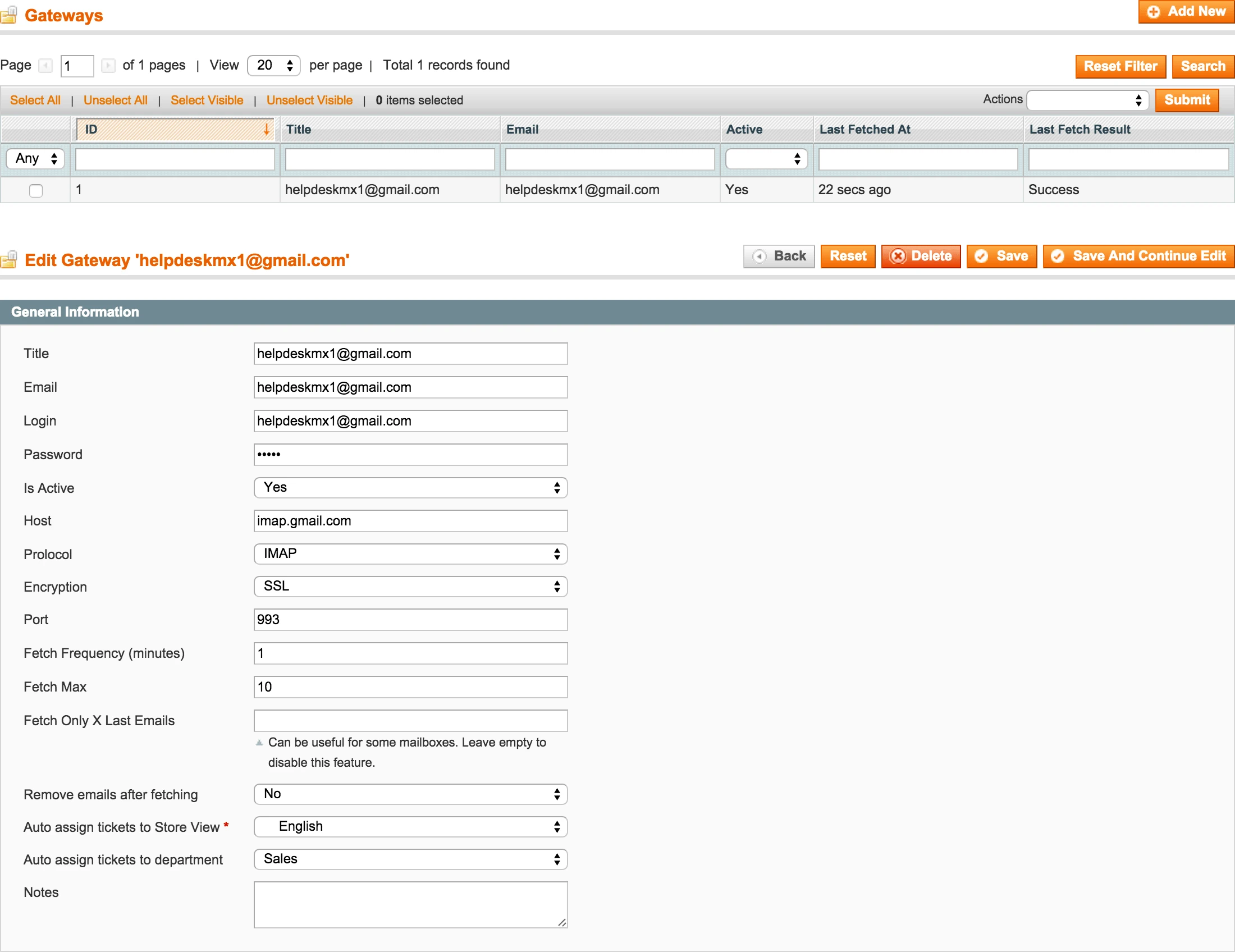 Backend - Email Gateways