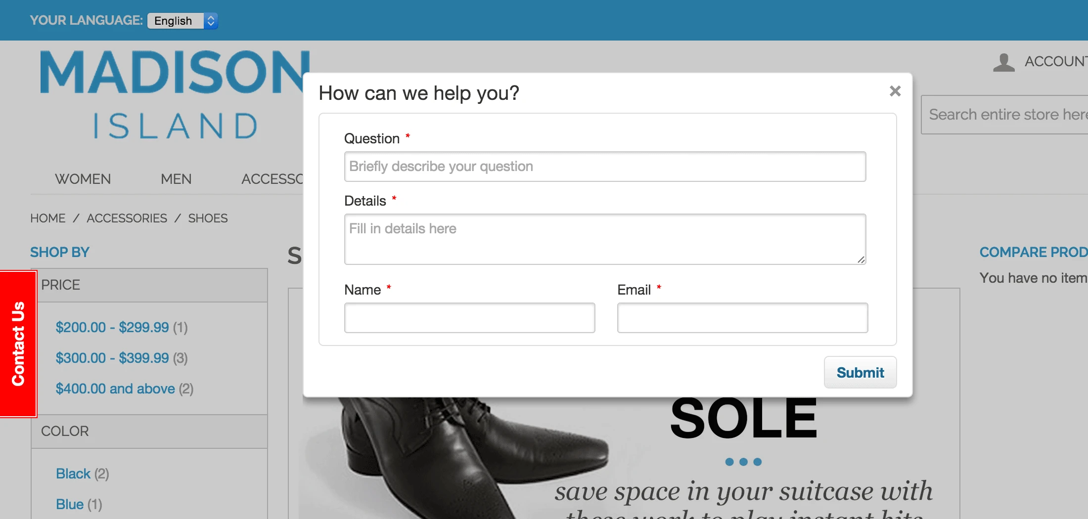 Feedback Tab Popup