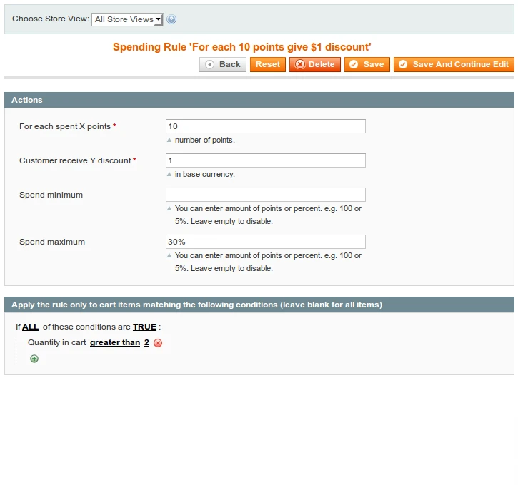 Spending Rule 'For each 10 points give $1 discount' Spending Rule 'For each 10 points give $1 discount'