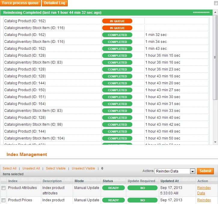 System / Index Management - Reindex Queue System / Index Management - Reindex Queue