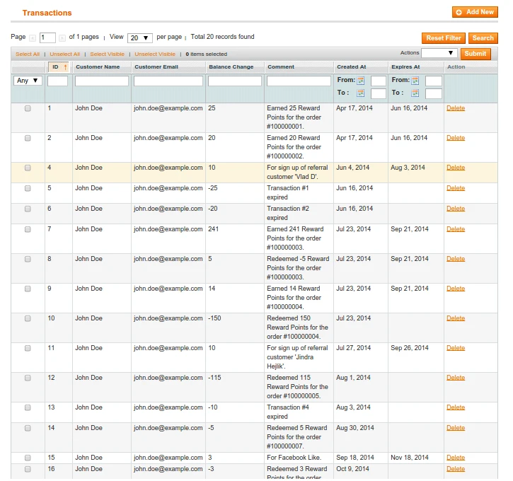 Transactions List