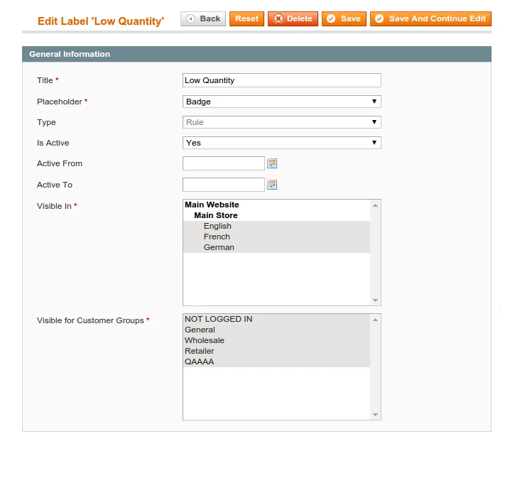 Label / General Information Label / General Information
