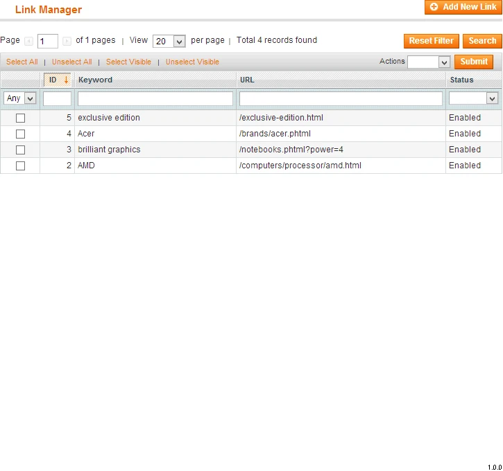 Link Manager List Link Manager List