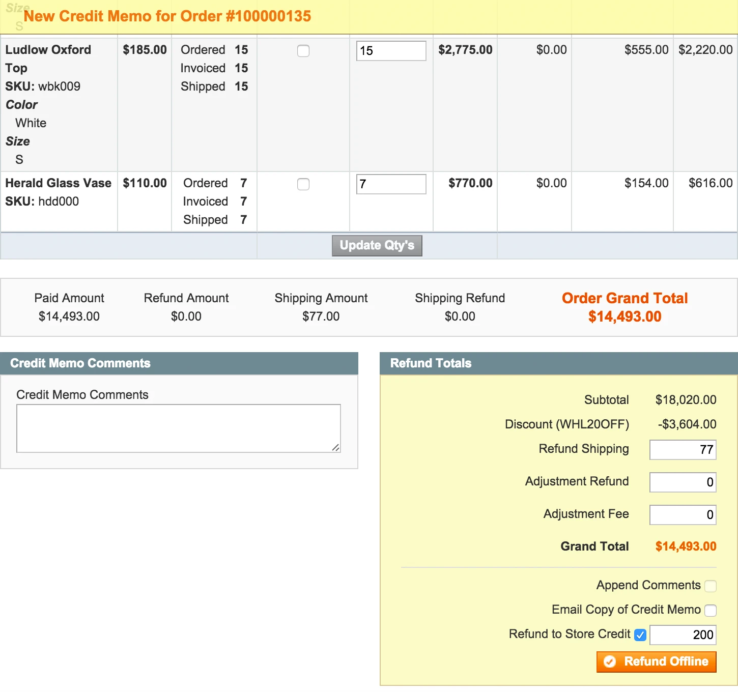 New Credit Memo