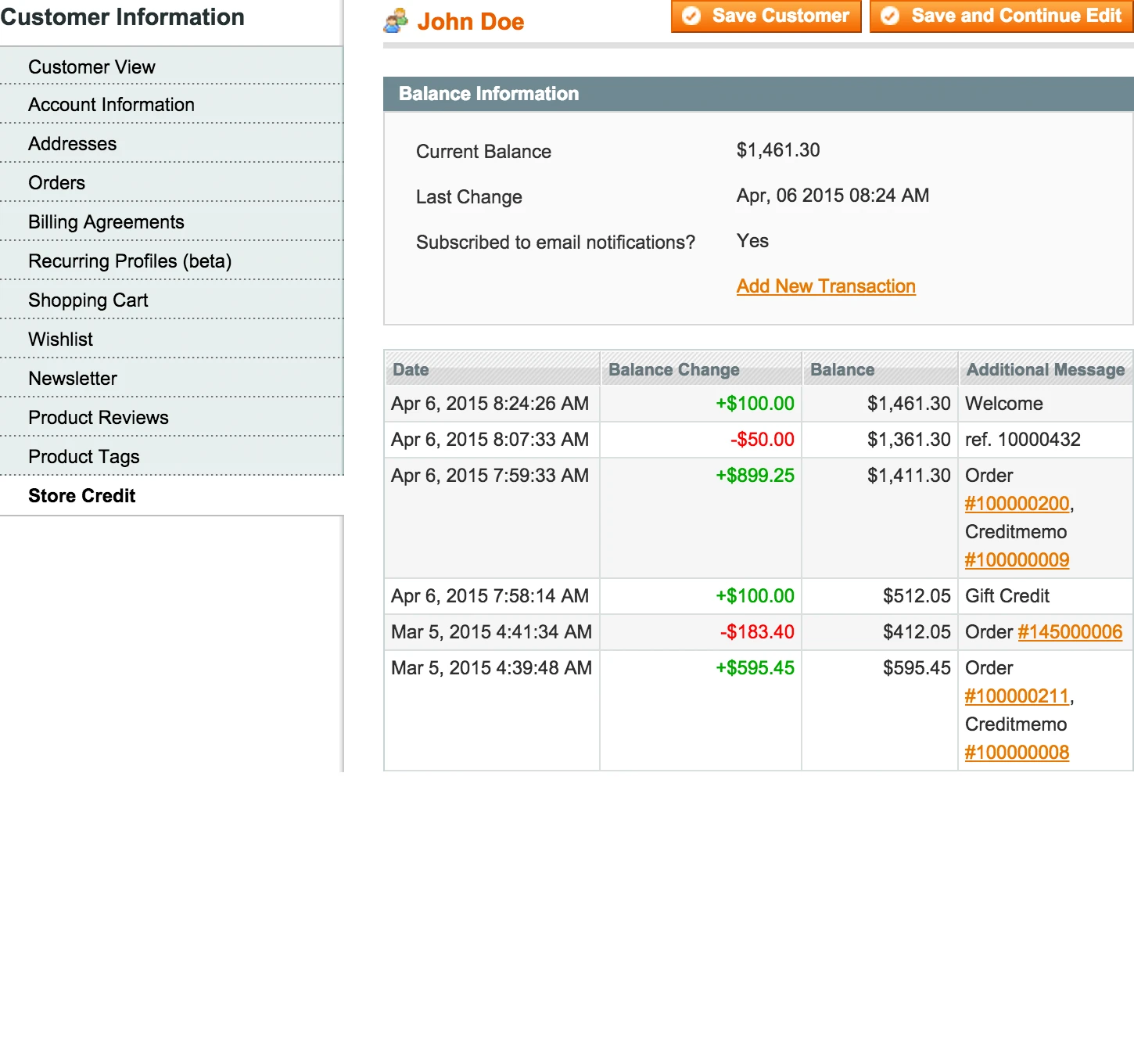 Customer Account