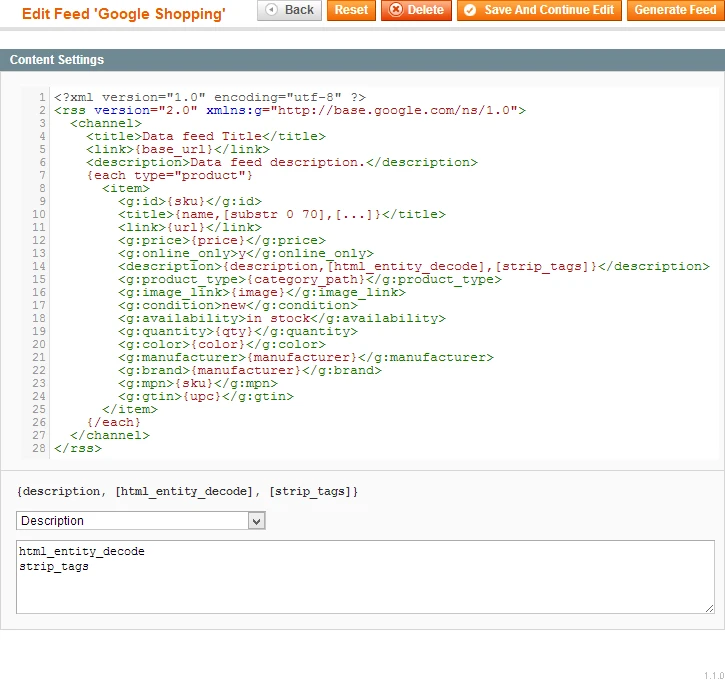 Feed: XML Content