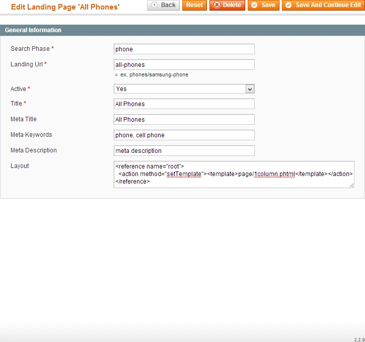 Landing pages