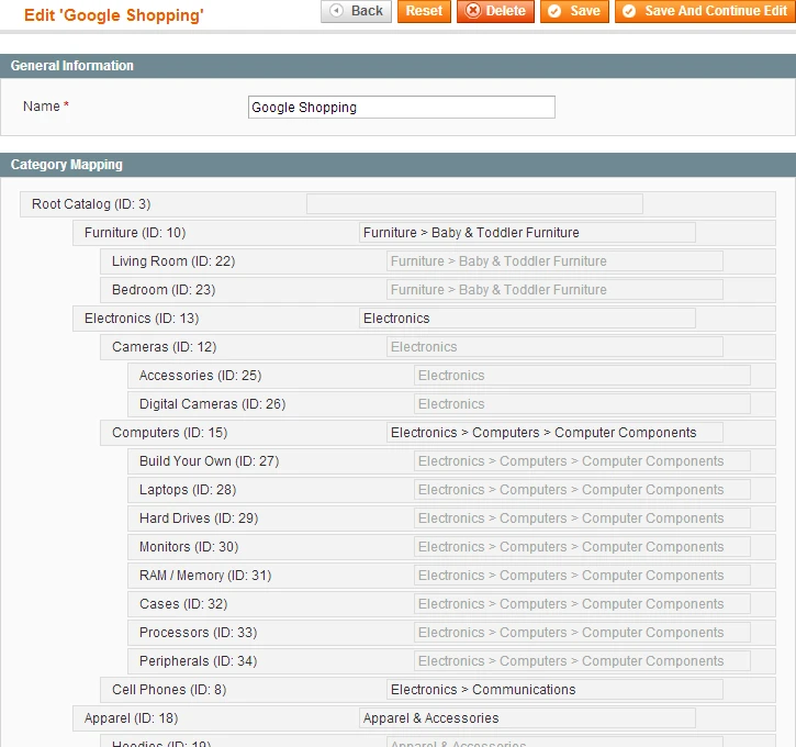Category Mapping Category Mapping
